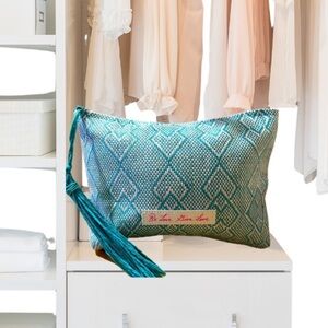 Josie Maran Cosmetic Travel Bag, Blue (Empty)